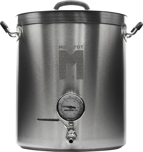 Miniatura 12 de Northern Brewer - Hervidor de cerveza de acero inoxidable MegaPot con marcas de volumen (20 galones con válvula y termómetro)