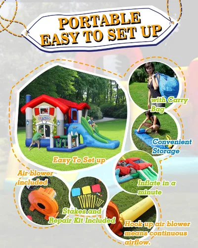 Miniatura 3 de Casa de rebote inflable Action Air, casa hinchable con soplador, casa de salto para niños con techo solar plegable, Amor para niños (sin bolas)