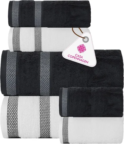 Miniatura 38 de CASA COPENHAGEN Solitaire 6Pcs 100% Egyptian Cotton Large Designer Towels Gift Set- Dusty Blue, 600GSM, 2Bath 2Hand 2Washcloths, Bath Towels for