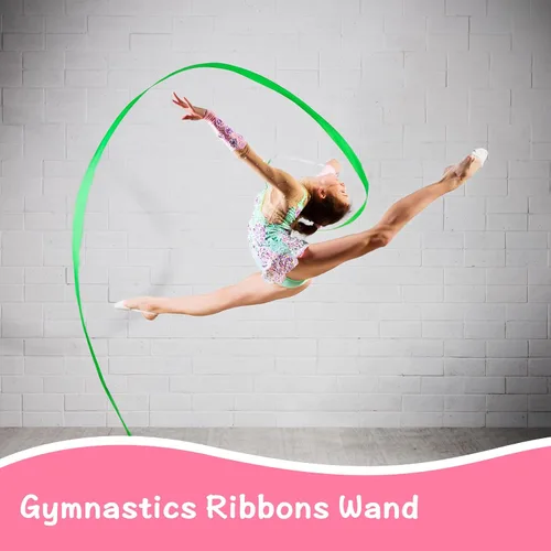 Miniatura 6 de YGEOMER 12 cintas de baile, varitas de gimnasia arcoíris para niños bailarines, bastones giratorios para baile artístico, espectáculos de talentos