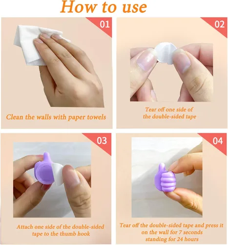 Miniatura 6 de 16 Piezas Ganchos de Pared de Pulgar de Silicona Creativos - Clip de Cable Adhesivo Multifunción, Clips Organizadores de Cable de Pulgar