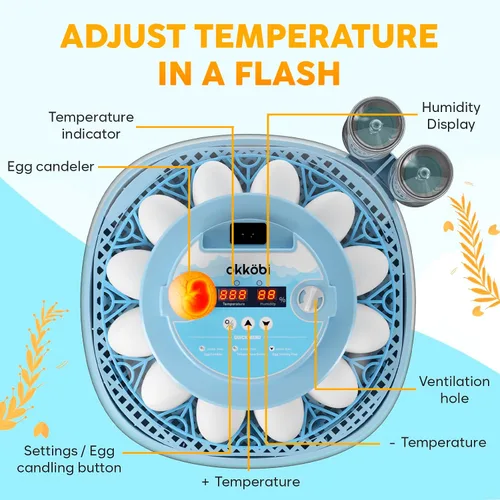 Miniatura 2 de Incubadora de 12 Huevos con Giro Automático de Huevos y Control de Humedad – Incubadoras de Huevos para Incubar Huevos – Ovoscopio, Recarga