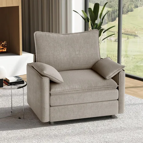 Miniatura 21 de Vesgantti 2 Piece Loveseat & 3 Seater Sofa Set, Modular Cloud Couch, Beige