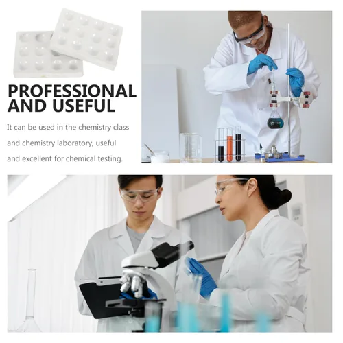 Miniatura 3 de ULTECHNOVO Paquete de 2 placas de cerámica de 12 pozos de 3.9 x 3.1 pulgadas de reacción de porcelana para pruebas de laboratorio de química