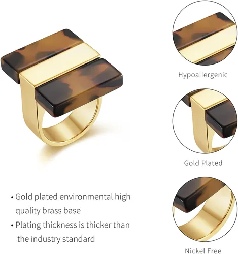 Miniatura 6 de Anillo de leopardo para mujer, joyería de leopardo, ajustable, chapado en oro, anillos acrílicos para mujer, anillo de tortuga, anillo de cóctel