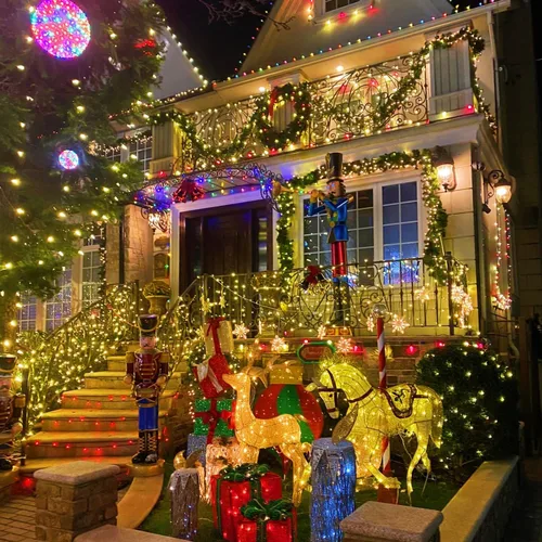 Miniatura 6 de YEGUO 200 luces LED de 66 pies para Navidad, exteriores, impermeables, cadena de luces blancas cálidas para interiores, 8 modos, cable verde, luz