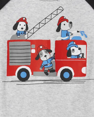 Miniatura 2 de The Children's Place baby boys Fire Dogs Long Sleeve Top and Pants Snug Fit 100% Cotton 2 Piece Pajama Set