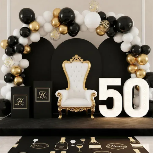 Miniatura 6 de RUBFAC Globos negros y dorados, decoraciones de graduación 2026, 130 piezas de globos de confeti de metal negro dorado y metálico, kit de arco