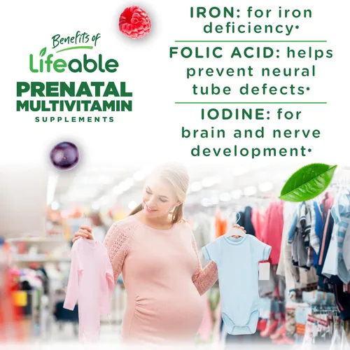 Miniatura 3 de Lifeable Gomitas multivitamínicas prenatales para mujer, hierro, colina y ácido fólico, vitaminas prenatales para apoyo al embarazo, vegetarianas
