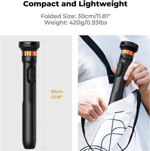 Miniatura 7 de K&F Concept Trípode magnético para selfie de 63 pulgadas, soporte ligero para teléfono celular con control remoto inalámbrico, compatible con iPhone