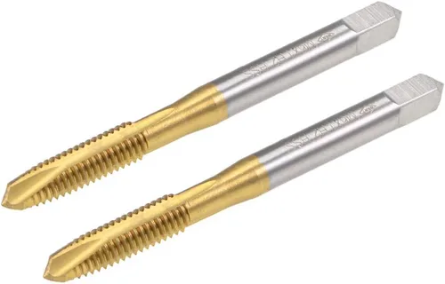 Miniatura 12 de uxcell Tapón de rosca de punta en espiral M2 x 0.4 rosca, roscas de tierra H2 3 flautas, acero de alta velocidad HSS 6542, recubierto de titanio