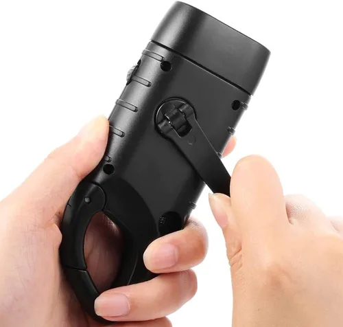 Miniatura 4 de Hand Crank Solar Flashlight, Rechargeable Survival Light for Outdoor Camping, Hiking, Emergency, Plastic 4.9x1.8in