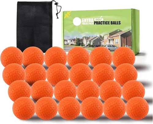 FINGER TEN Pelotas de práctica de golf de espuma de colores, paquete de 12, 24, 50 unidades, pelota de golf ligera de vuelo limitado para interiores