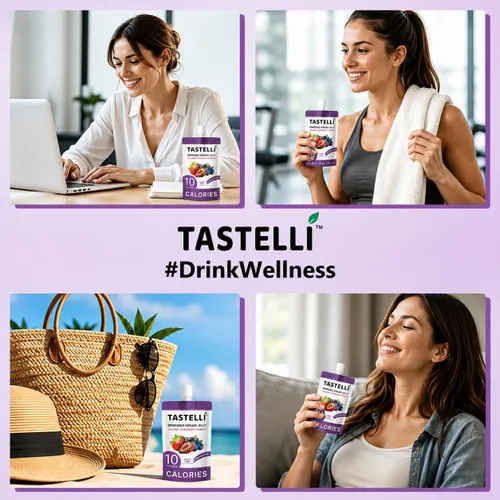 Miniatura 7 de Tastelli Gelatina Konjac infundida con 1000 mg de colágeno y vitamina C Sin gluten, sin azúcar, baja en calorías Bocadillo vegano de gelatina