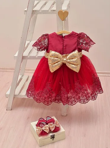 Miniatura 5 de Lilax Conjunto de 4 piezas de vestido de fiesta de boda de princesa de encaje recién nacido para bebé niña
