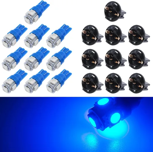 focos LED azules T10 194 W5W con zócalo de bloqueo giratorio PC195, PC194, PC168, 168 focos de panel, juego de focos para tablero de instrumentos,