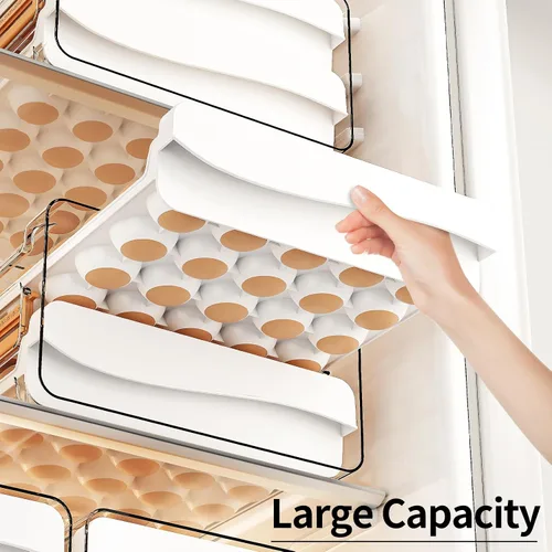 Miniatura 2 de JOYZAN Soporte para huevos para refrigerador, 60 unidades, contenedor de almacenamiento de huevos de gran capacidad para refrigerador, organizador