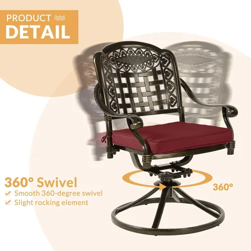 Miniatura 5 de Juego de comedor de patio de 9 piezas, mesa y sillas de patio al aire libre, mesa de comedor ovalada de aluminio fundido de 84 pulgadas con agujero
