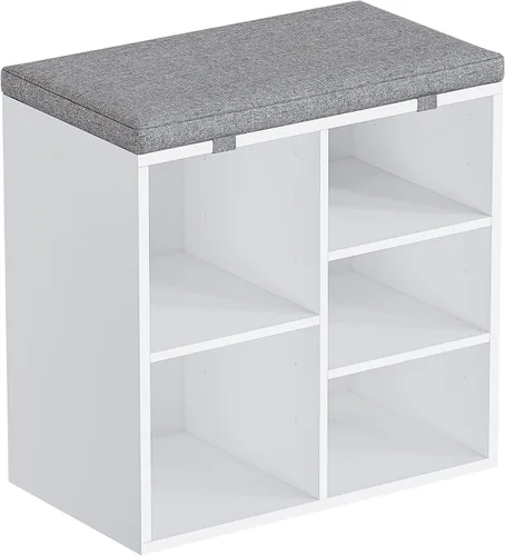 IDEALHOUSE Banco de almacenamiento de zapatos con cojín para entrada, banco de almacenamiento de 20 pulgadas con asiento acolchado, armario de Blanco