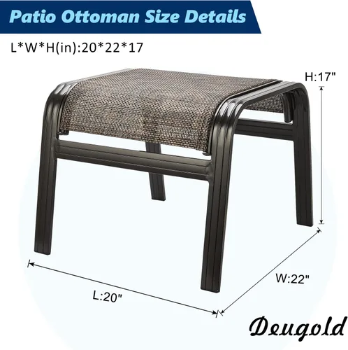 Miniatura 2 de Reposapiés para patio al aire libre, asiento otomano, de textileno, portátil, de metal, sillas de patio, 2 unidades, color marrón