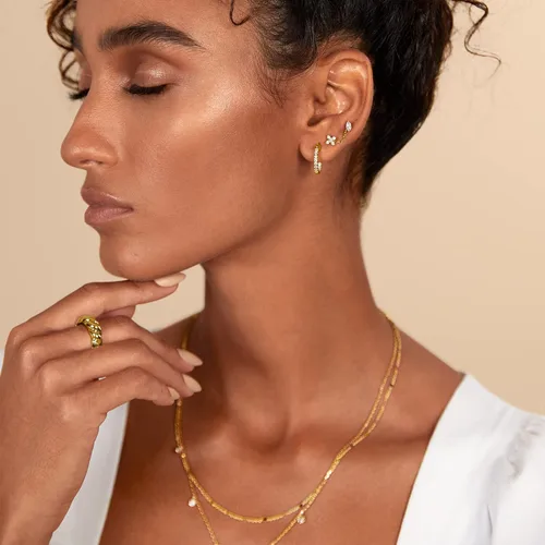 Miniatura 4 de PAVOI 14K Gold Plated Sterling Silver Posts Dainty Mini Multi-Shape Flat Back Stud Earring Pack for Women Helix Cartilage Piercing Jewelry