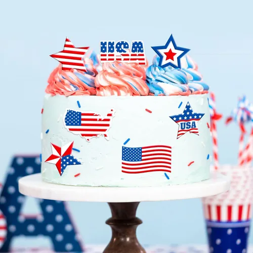 Miniatura 6 de Whaline 4 moldes de silicona para el Día de la Independencia del 4 de julio, molde patriótico 3D para fondant con patrón de bandera estadounidense
