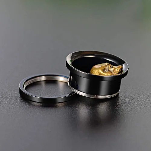 Miniatura 3 de COOEAR 1 par de calibradores de oído túneles de oreja negros tapones de calavera de acero inoxidable