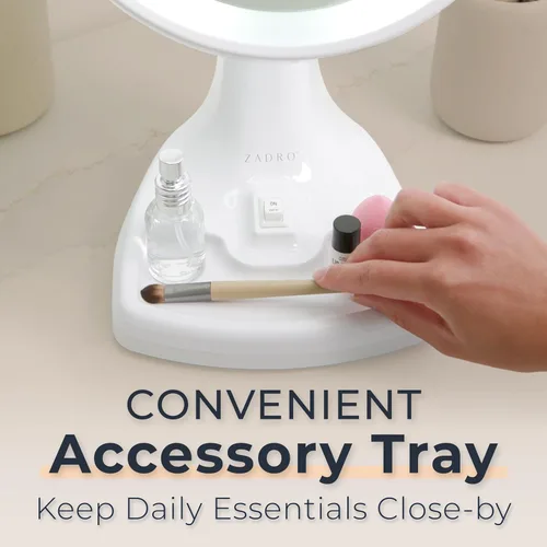 Miniatura 6 de Zadro Eleganze Bright - Espejo de maquillaje iluminado con ampliación y bandeja de almacenamiento