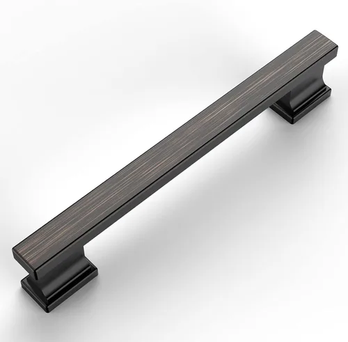 Miniatura 7 de Amerdeco - Paquete de 6 perillas en negro mate para gabinete, un solo orificio de 1.46 pulgadas, manijas para armarios, tiradores rectangulares