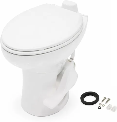 Miniatura 19 de SEAFLO Inodoro de altura residencial para cámper o caravana con accesorio rociador, altura estándar de 18.5 pulgadas, sistema de descarga por