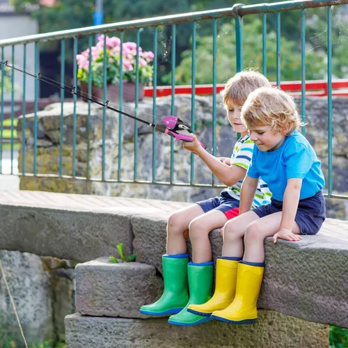 Miniatura 6 de Urban Deco Juego de caña de pescar para niños, portátil, telescópica, caña, carrete y kit combinado con caja de aparejos para principiantes, niños