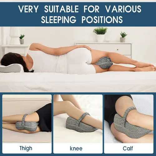 Miniatura 6 de Almohada de rodilla de espuma viscoelástica para personas que duermen de lado, cojín ortopédico de alineación de piernas y caderas, almohada