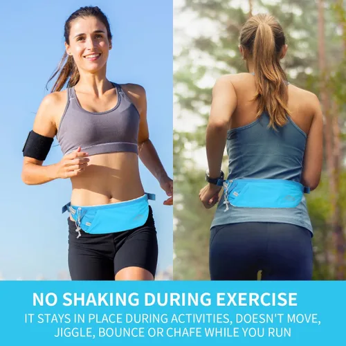 Miniatura 4 de INOXTO Cinturón delgado para correr con riñonera para mujeres y hombres, bolsa deportiva de cintura con botella de agua de 300ml para correr