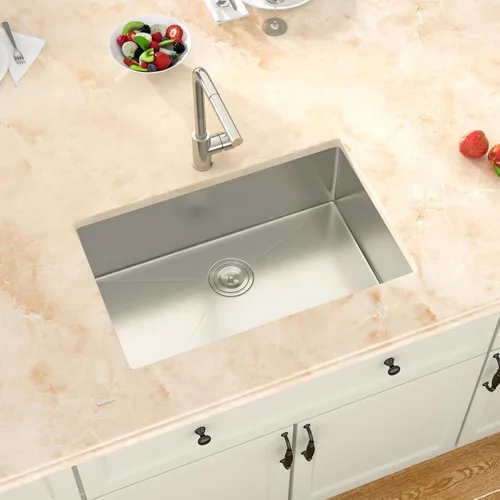 Miniatura 13 de Fregadero de cocina negro de 30 pulgadas empotrado - Fregadero de acero inoxidable 304 de 30x18x9, fregadero de un solo tazón negro de calibre 18