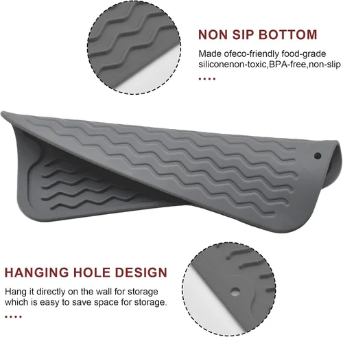 Miniatura 3 de Tapete de silicona para secado de platos para múltiples usos, fácil de limpiar, ecológico, tapete escurridor de platos resistente al calor