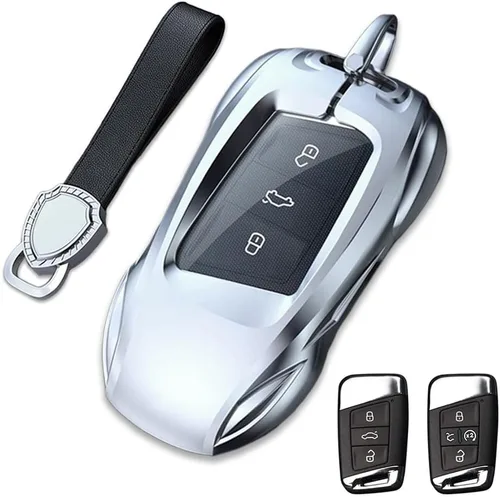 Miniatura 12 de Funda de metal de aleación de zinc para llavero de automóvil, compatible con Volkswagen, VW, Atlas, Golf, Alltrack, Jetta, Passat, Arteon, Tiguan