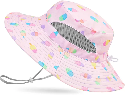 Miniatura 12 de Sombrero de sol para niñas de 2 a 8 años de malla con protección UV, sombrero de playa plegable para niñas de 2 a 8 años Azul