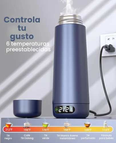 Miniatura 4 de Hervidor de Viaje, Hervidor Eléctrico Portátil de Voltaje Dual 110V-220V-240V Hervidor de Agua Pequeño Inteligente para Té y Café, Acero Inoxidable