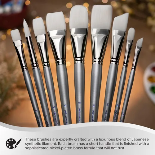 Miniatura 4 de Silver Brush Limited SW-1520S - Juego de acuarela básica para pintura de acuarela, juego de 3, pinceles redondos #10 brillantes, #6 y #8, mango corto
