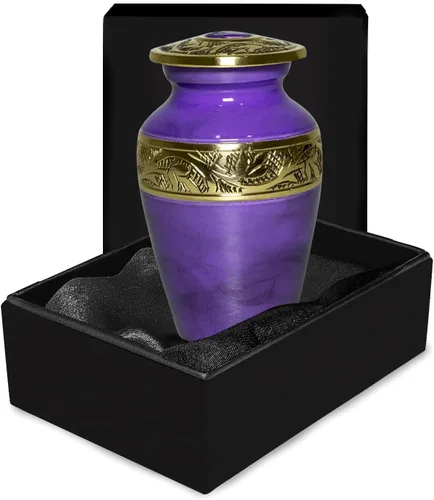 Miniatura 11 de Urnas pequeñas para recuerdo de cenizas humanas, urna conmemorativa azul hecha a mano con acento de latón, mini urna de recuerdo para hombres