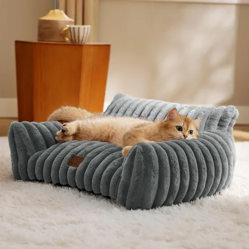 Miniatura 16 de Bedsure ComfyFleece Lindo sofá para gatos para mascotas, camas esponjosas para gatos con forro polar de pana suave de alta calidad, camas esponjosas