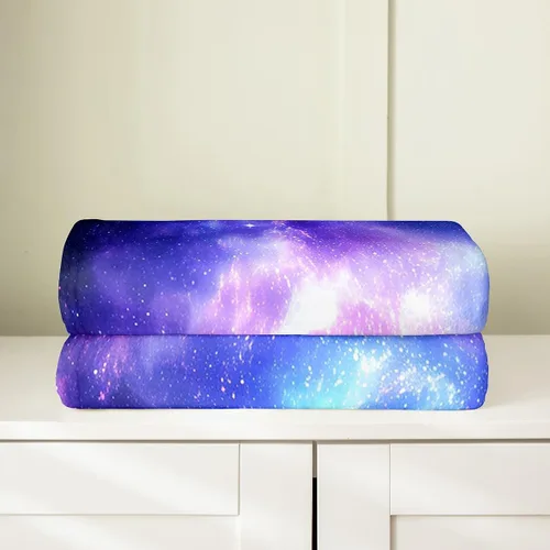 Miniatura 3 de Manta de galaxia púrpura para niños, adolescentes, niñas y niños, manta de forro polar con cielo estrellado brillante, manta de franela de espacio