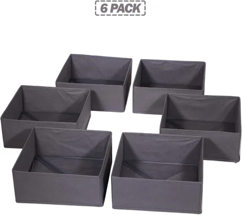Miniatura 7 de DIOMMELL Paquete de 6 cajas de almacenamiento de tela plegables para armario, aparador, cajón, divisor, cestas de tela, contenedores para ropa, ropa