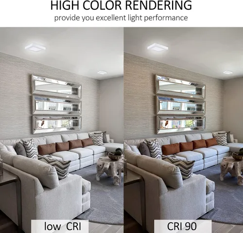 Miniatura 5 de Lámpara de techo cuadrada LED de 9 pulgadas, equivalente a 60 W, 2700 K/3000 K/3500 K/4000 K/5000 K CCT seleccionable, CRI 90+, luz de panel LED