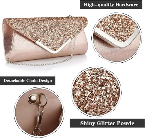 Miniatura 3 de jessie Bolso de mano para mujer, bolso de noche con purpurina brillante para bodas y fiestas