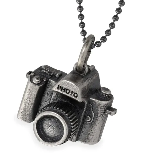 Handmade Pendant Necklace Big sterling silver necklace on ball chain for men pendants necklace camera pendant necklace photographer necklace photo