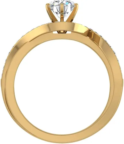 Miniatura 4 de Anillo de compromiso de diamantes entrelazados de 1,00 quilates con vástago trenzado de oro de 14 quilates - Certificado GIA