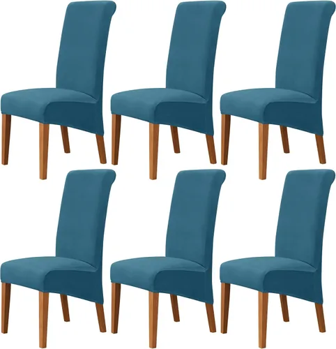Miniatura 8 de Stretch Velvet Dining Chair Slipcovers Solid Color Armless Chair Cover with Elastic Bottom for Dining Room Kitchen Banquet (Blue, Set of 2)