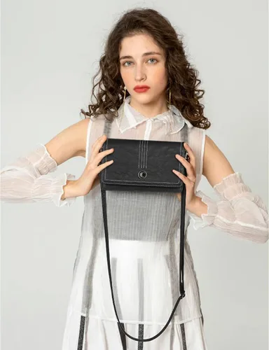 Miniatura 7 de CLUCI Bolso cruzado para mujer, cartera de muñeca, pequeña bolsa de hombro con ranuras para tarjetas, solapa de cuero, bolso de mano para teléfono