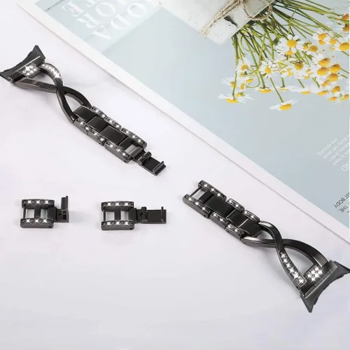 Miniatura 4 de Correa compatible con Google Pixel Watch – Cadena de repuesto de metal para mujer, pulsera de joyería brillante con diamantes de imitación